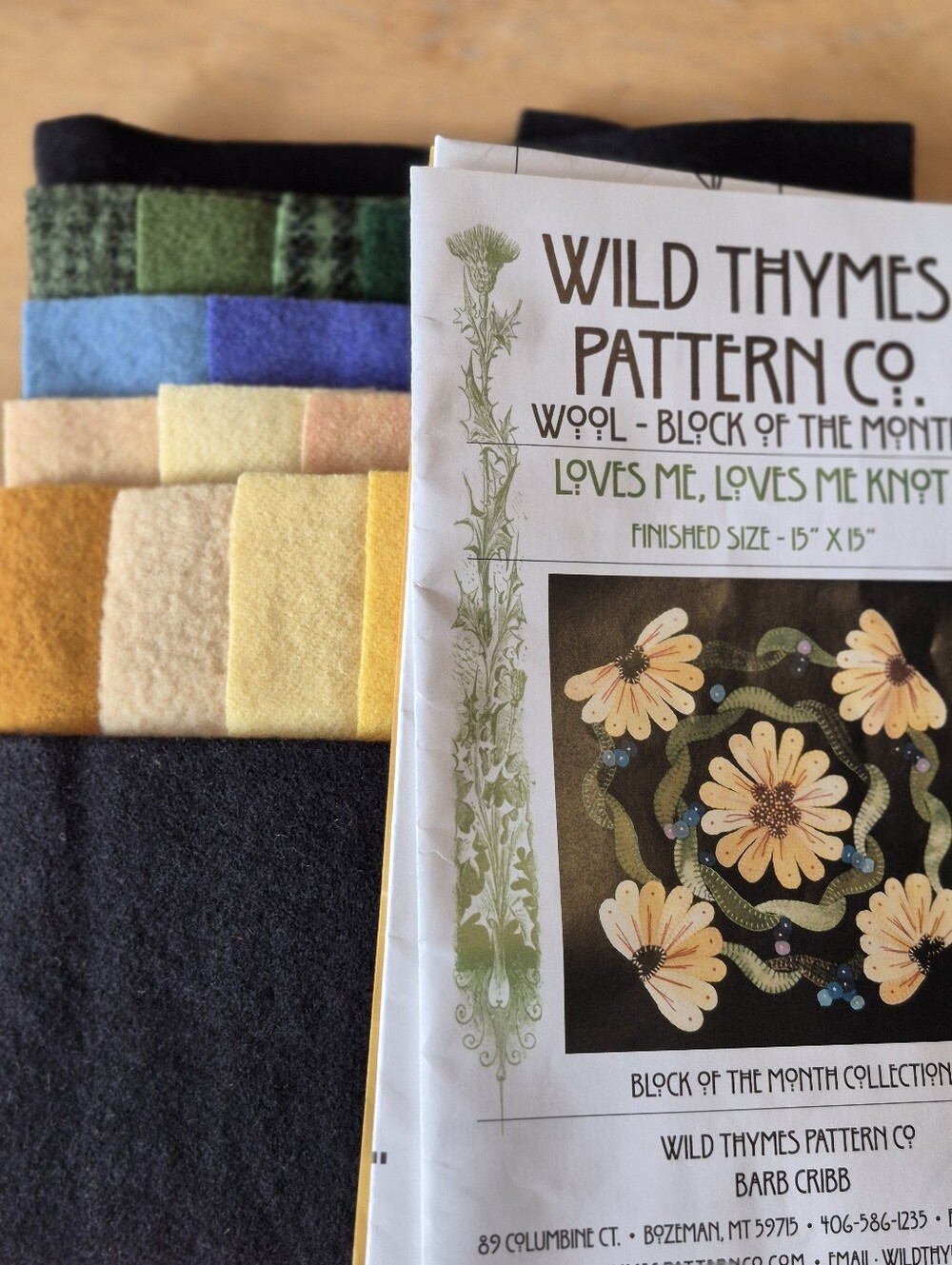 Felted Wool -Block Of The Month Loves Me, Loves Me Knot -Wild Thyme Patterns Co.